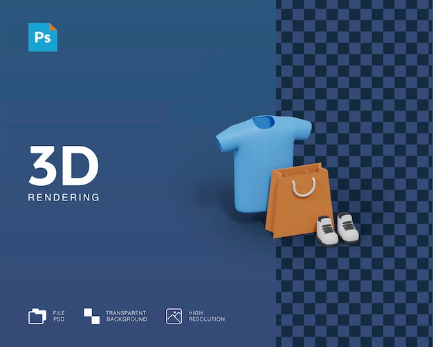 3d-illustration einkaufstasche und artikel