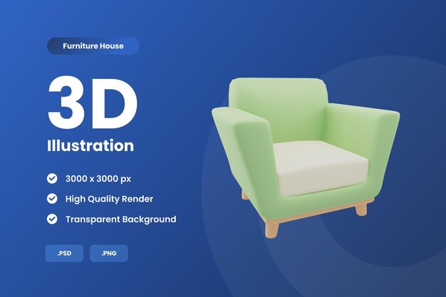 3d-illustration einzelsofa