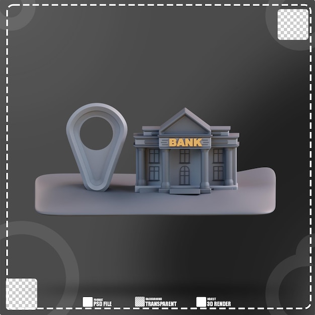 PSD 3d illustration de l'emplacement du bâtiment de la banque 2