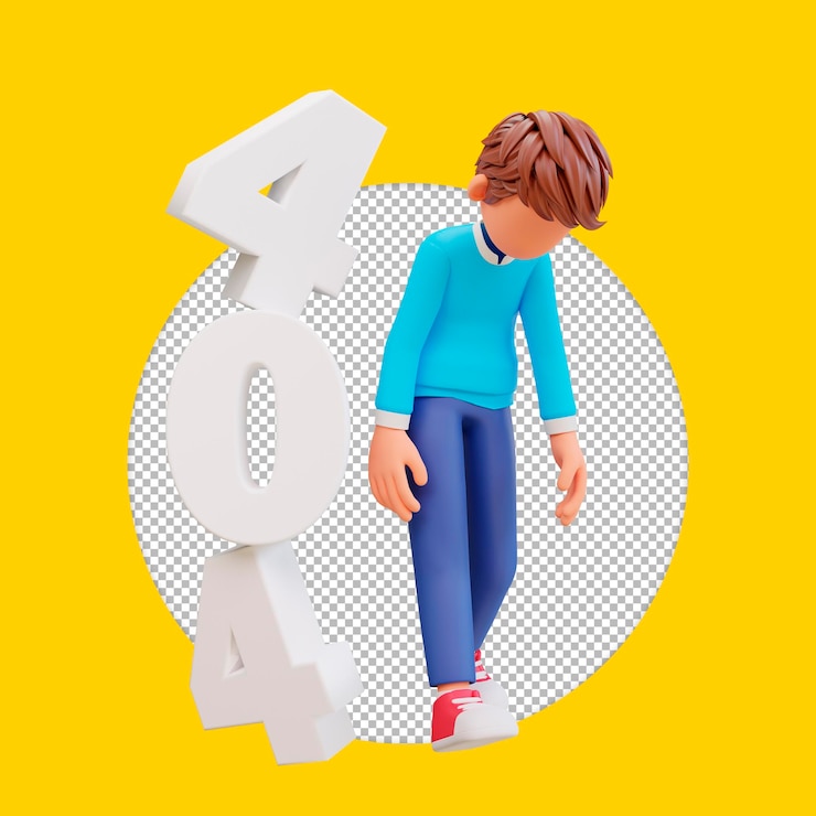 PSD 3d illustration error 404 concept