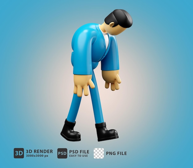 3d Illustration Fatigué Homme D'affaires Marchant