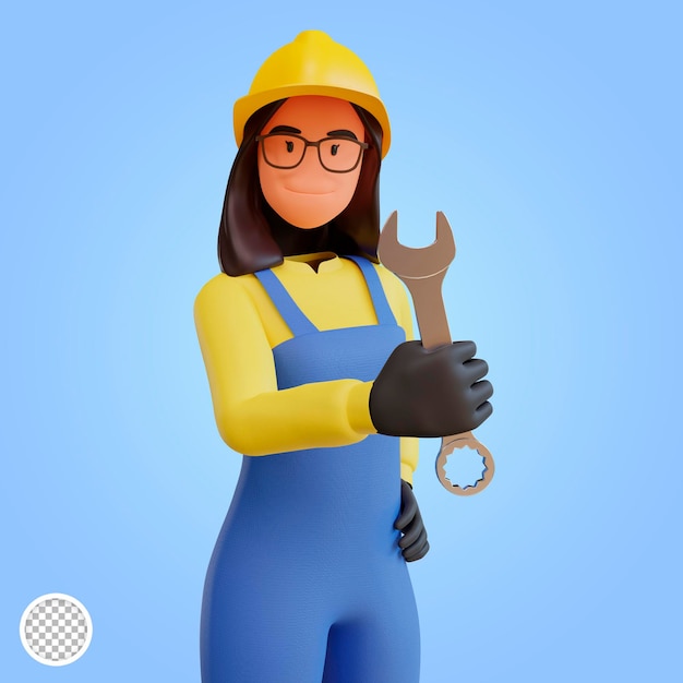 3d illustration femme forte souriante fête du travail