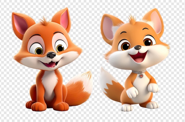 PSD 3d-illustration figur joyful fox isoliert auf weißem hintergrund