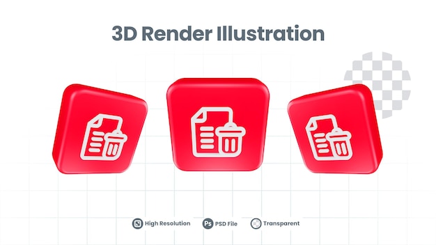 3D Illustration file trash bin Icon For Web Mobile App Social Media Promotion