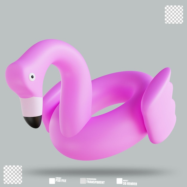 3D-Illustration Flamingo-Schwimmring 2