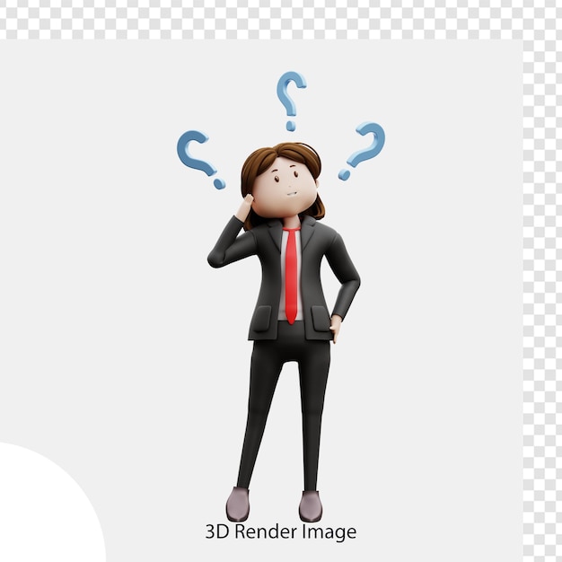 3D-Illustration Frau, die eine Frage stellt
