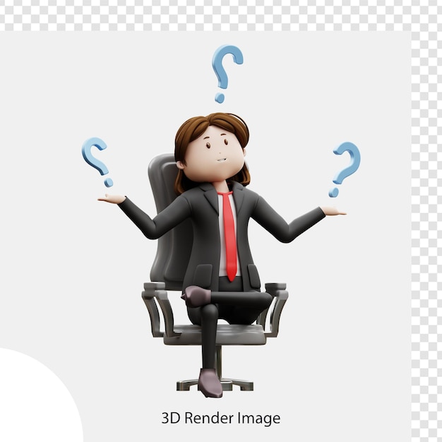 3D-Illustration Frau, die eine Frage stellt