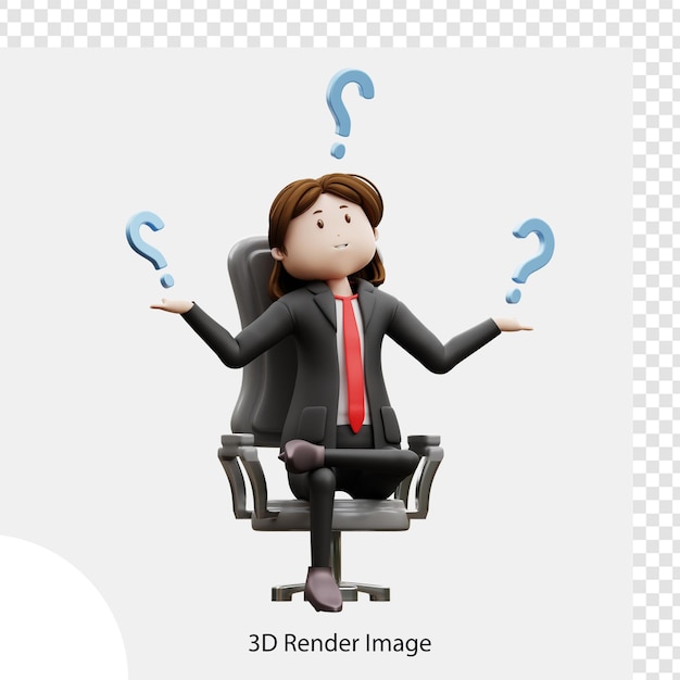 3d-illustration frau, die eine frage stellt