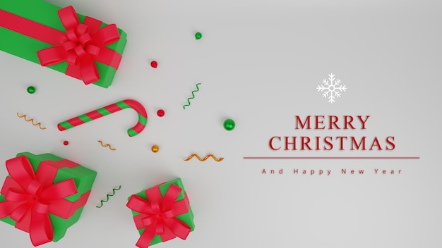 3d-illustration frohe weihnachten konzept hintergrund mit geschenkbox