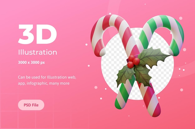 3d illustration frohe weihnachten süßigkeiten blumen weihnachtsstern für web app infografik werbung