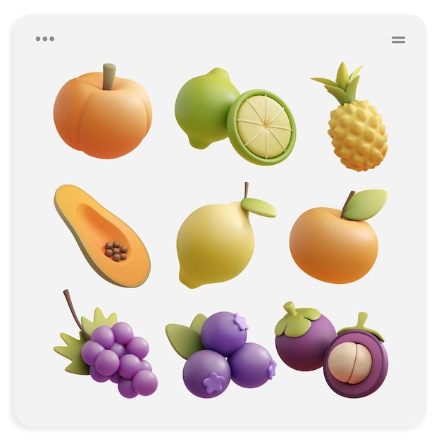 3D-Illustration Früchte-Sammlung