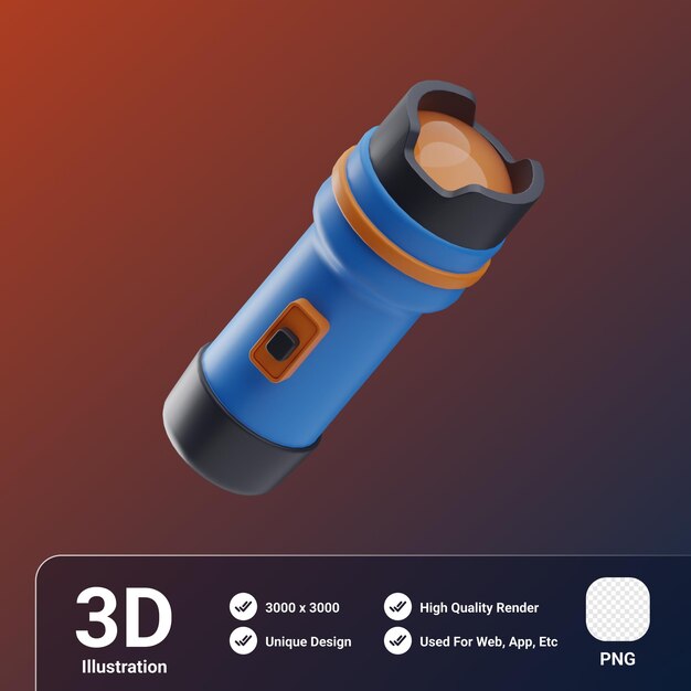 3D-Illustration für die Ermittlung von Straftaten mit Taschenlampe