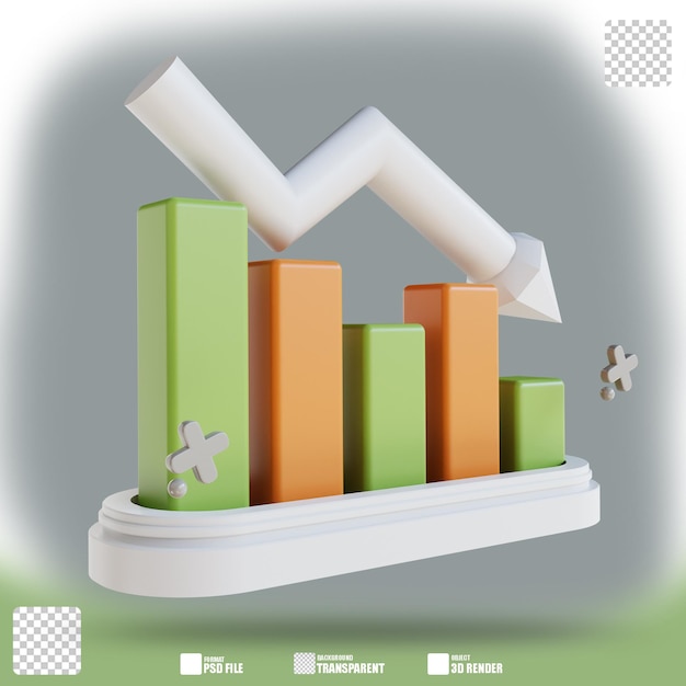 3d-illustration geschäftsdiagramm nach unten 2