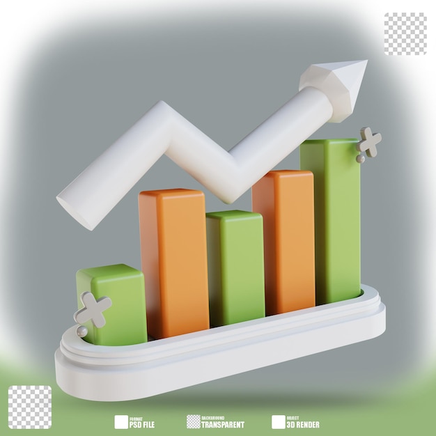 3d-illustration geschäftsgrafik nach oben 3