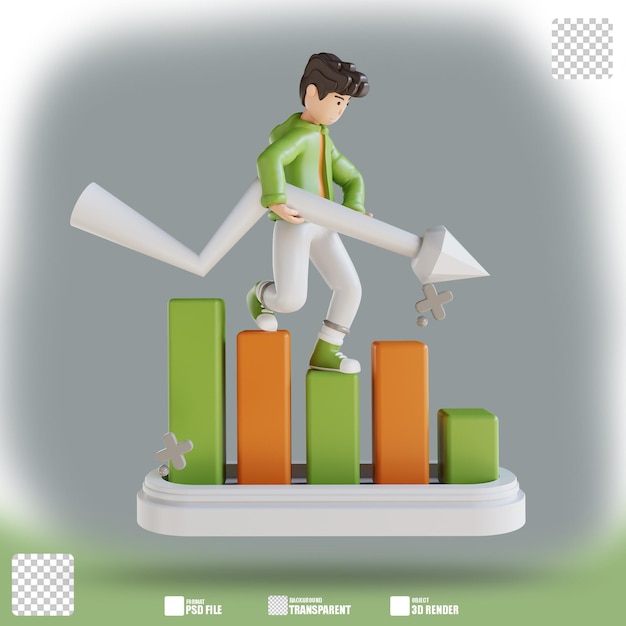 3d-illustration geschäftsmann-analysediagramm