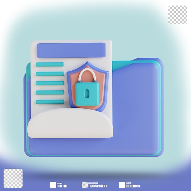3D-Illustration gesperrtes Ordnerdokument