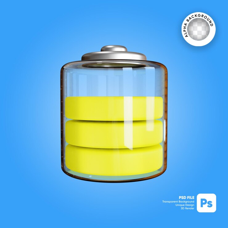 PSD 3d illustration half full battery
