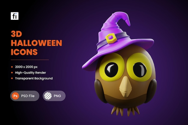 3d-illustration halloween-eule