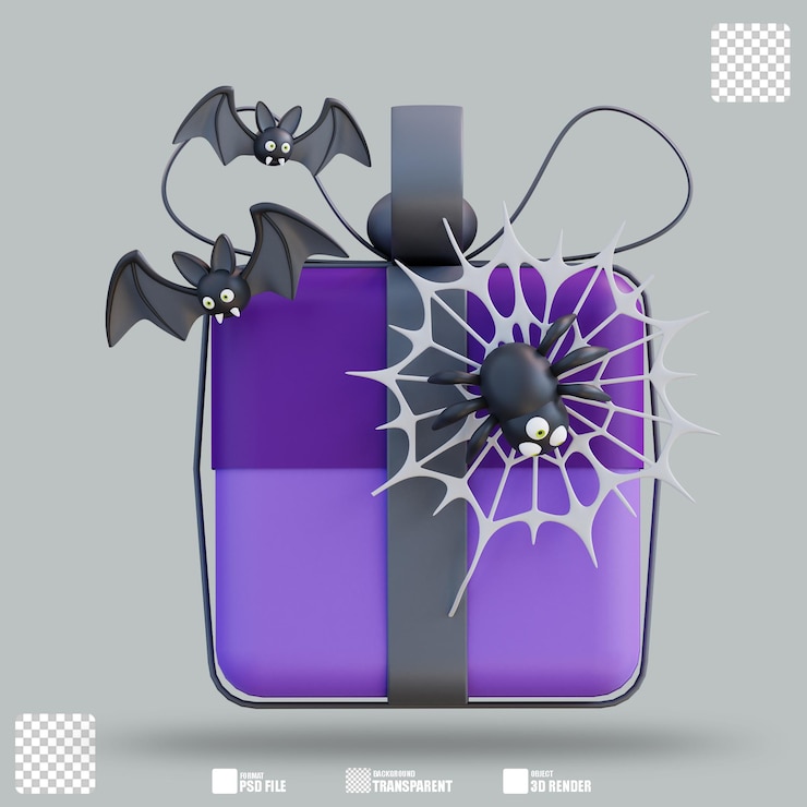PSD 3d-illustration halloween-geschenk 2