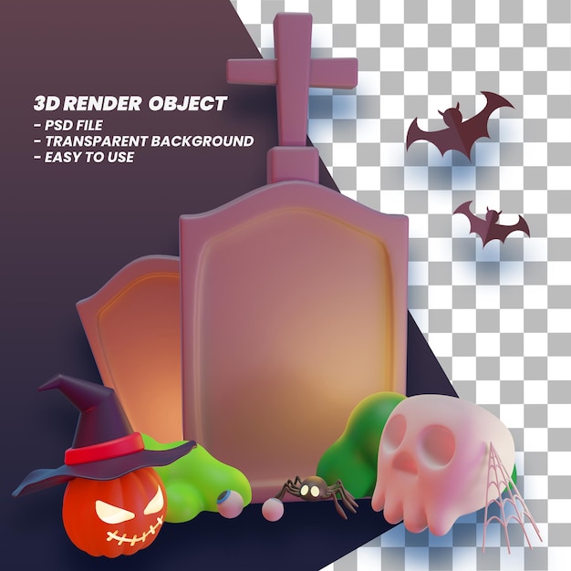 PSD 3d illustration halloween renderings premium psd