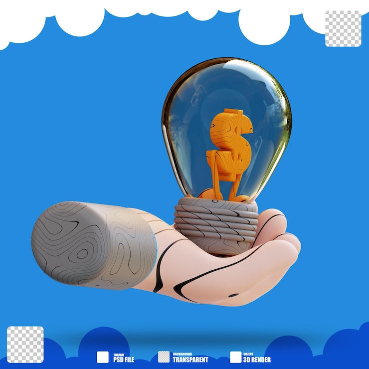 PSD 3d illustration hand giving financial idea 2