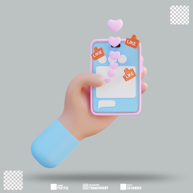 3D Illustration Hand Liked Beitrag 2