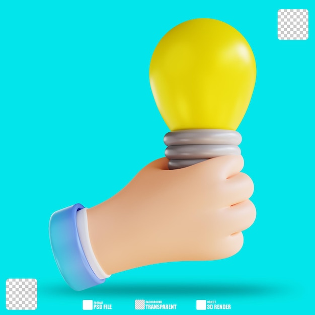 3d-illustration hand und idee ab