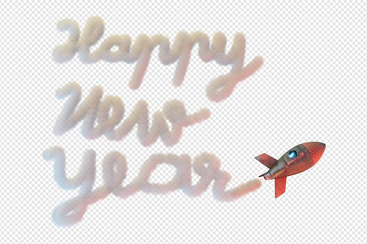 PSD 3d-illustration happy new year-nummer mit rakete