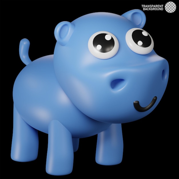 3d, illustration, de, hippopotame