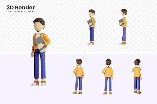 3d illustration d'un homme tenant un carnet