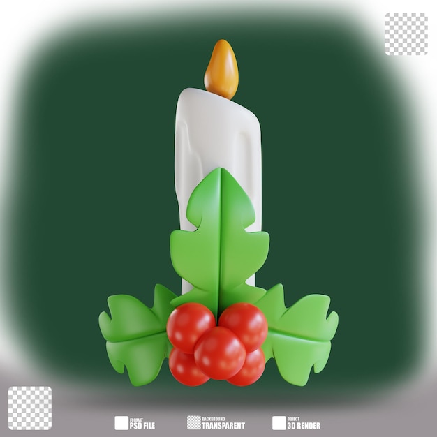 3d Illustration Houx Noël Ornements Et Bougies