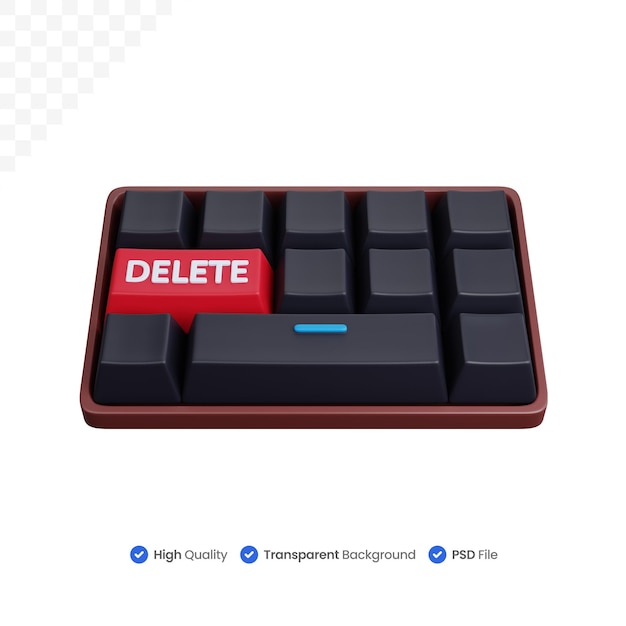 3D Illustration Icon Computer Keyboard With Delete Key