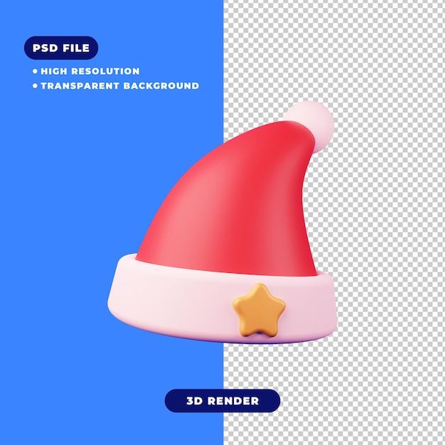 3d Illustration De L'icône De Chapeau De Noël