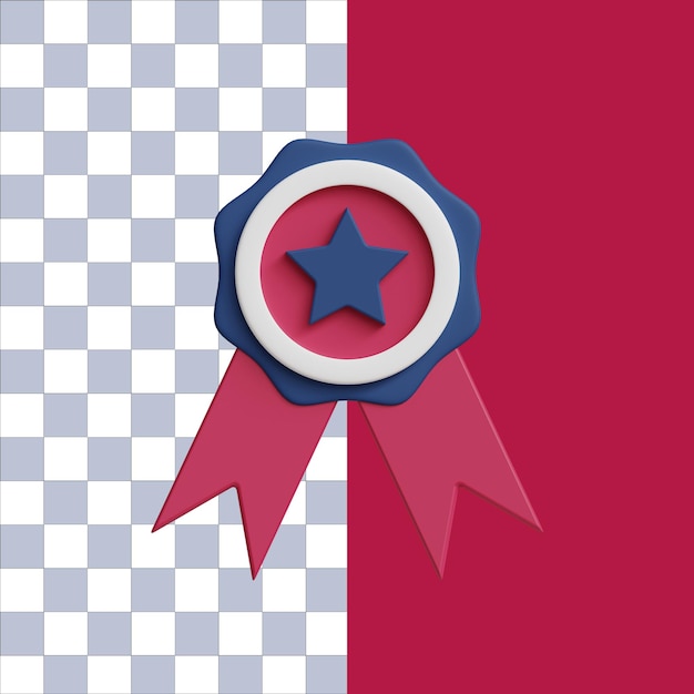 PSD 3d illustration de l'icône de l'insigne de la fête de l'indépendance