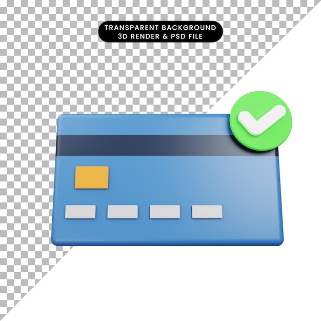 3d Illustration Icône De Paiement Carte De Crédit Succès Rendu 3d