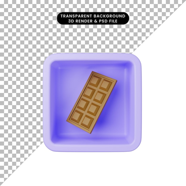 3d Illustration De L'icône Simple Chocolat Sur Cube