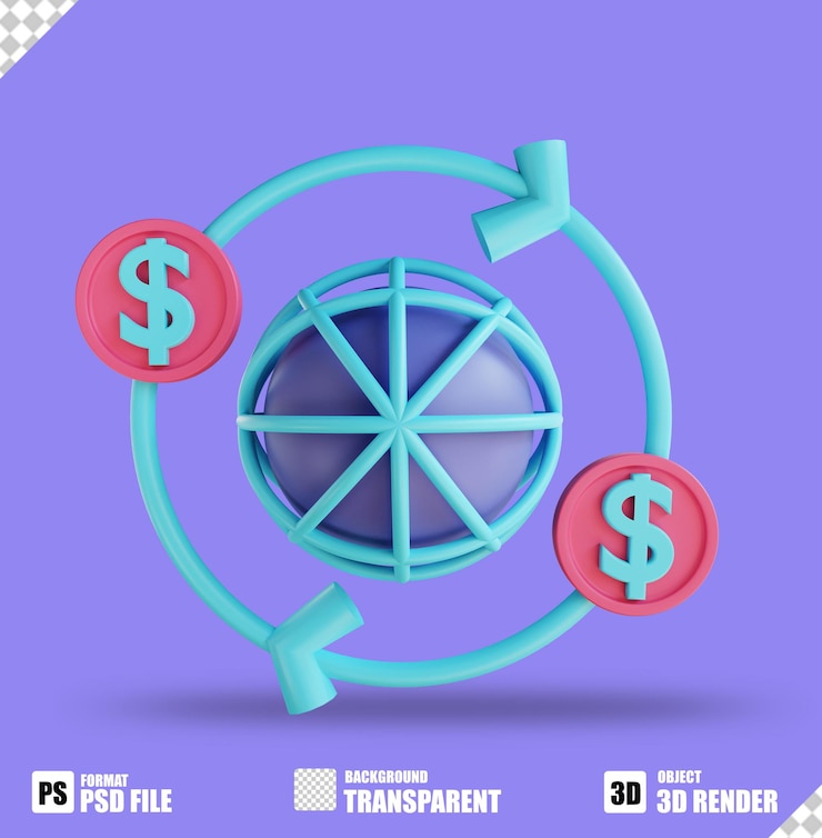 PSD 3d illustration international vinance suitable for bussines and finance 3
