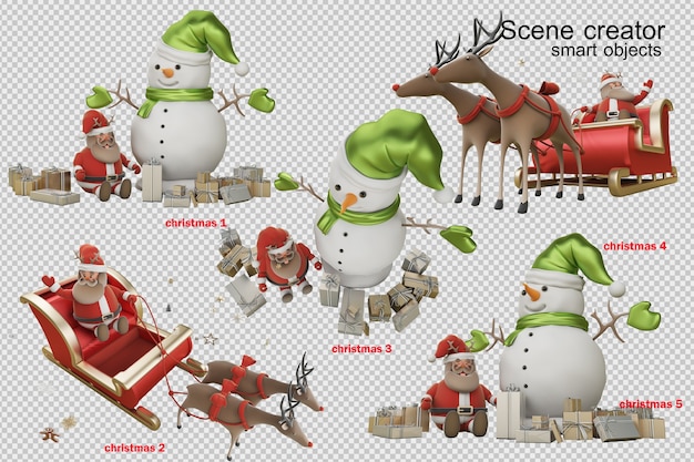 3d illustration jour de noël avec le père noël