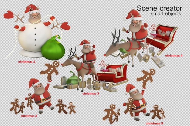 PSD 3d illustration jour de noël avec le père noël