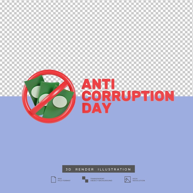 PSD 3d illustration journée anti-corruption isolée