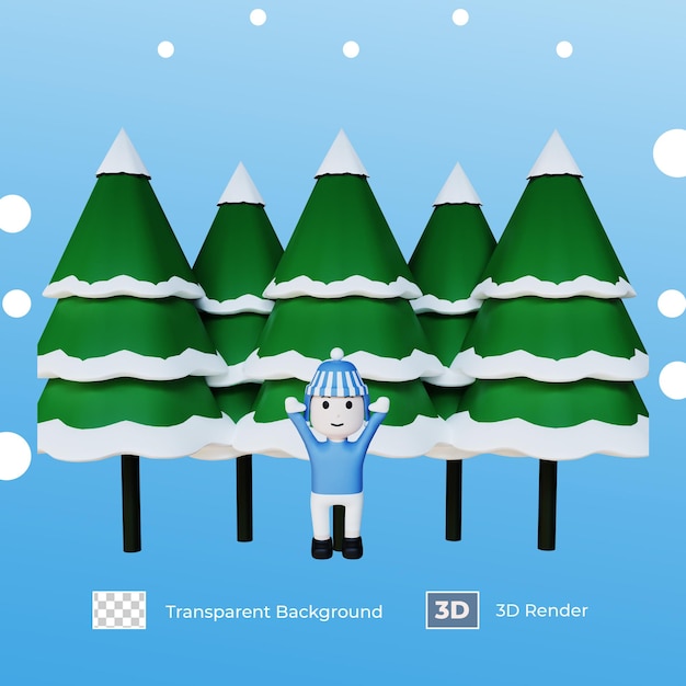 PSD 3d-illustration kind vor tannenbaum