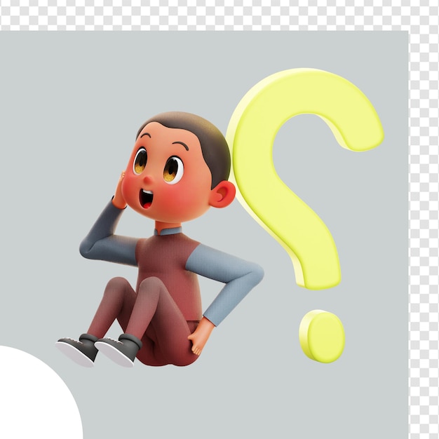 3D-Illustration Kinder, die sich Fragen stellen