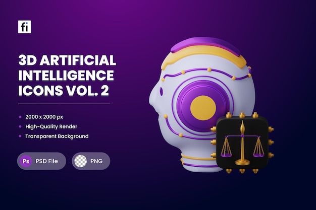 PSD 3d-illustration künstliche intelligenz ethische ai