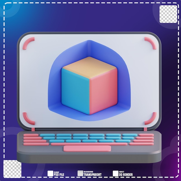 3D-Illustration Laptop und 3D-Modellierung 2