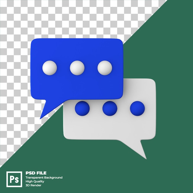 3D-Illustration Leer weißer und blauer Sprachblasen-Pin