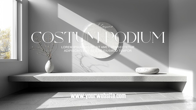 PSD 3d-illustration leeres podium mit abstraktem hintergrund sehr realistisches frontbild-mockup