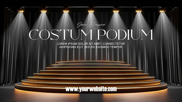 PSD 3d-illustration leeres podium mit abstraktem hintergrund sehr realistisches frontbild-mockup