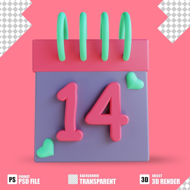 3D-Illustration Liebeskalender 6 passend zum Valentinstag