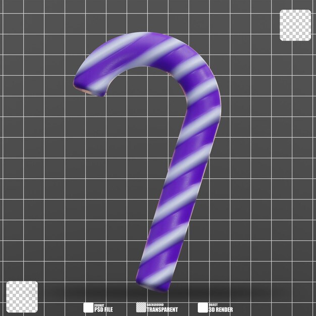 3d-Illustration Lila und weiß gestreifter Zuckerrohr 2