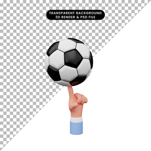 3d illustration de la main avec ballon de football